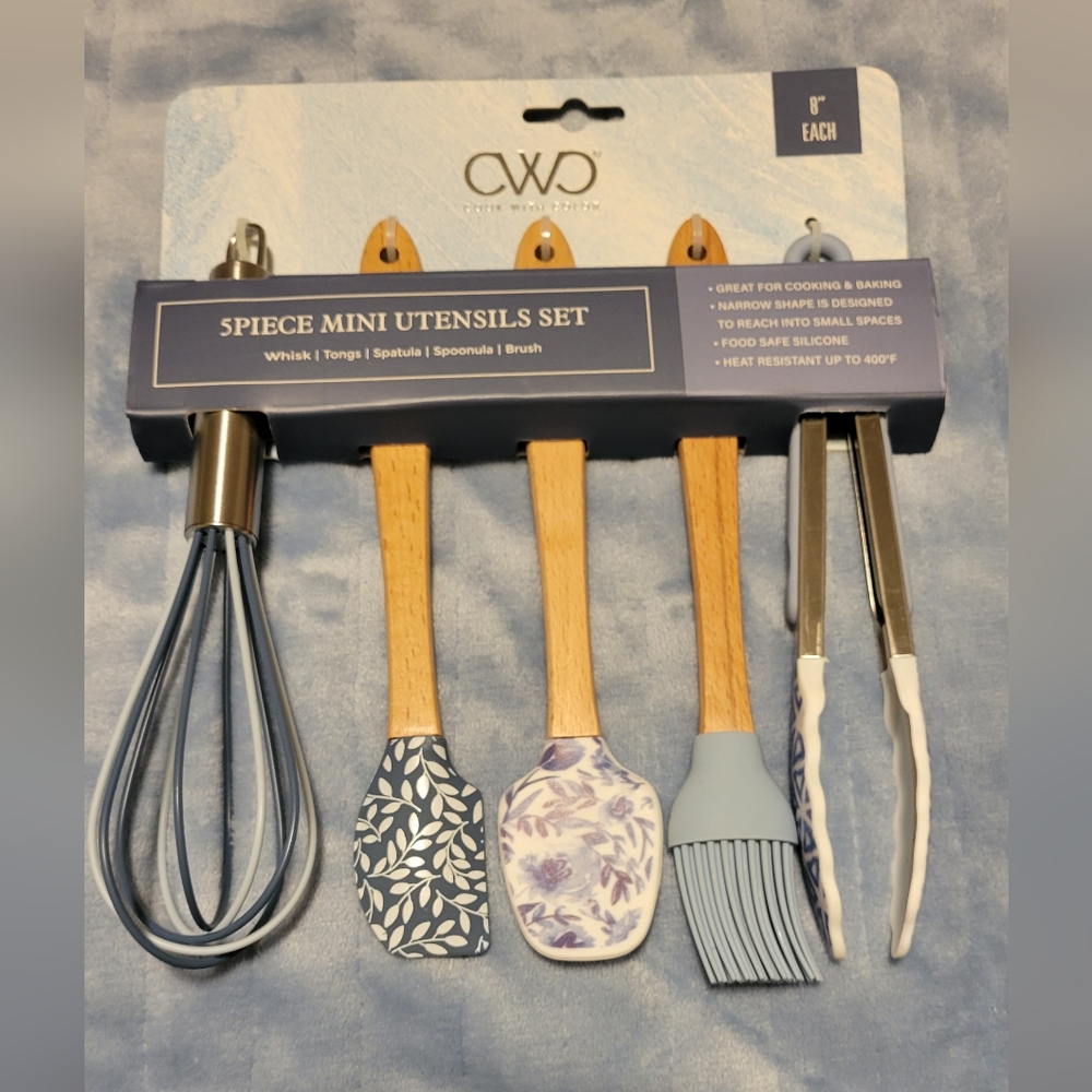 5 piece mini utensil set-blue/purple